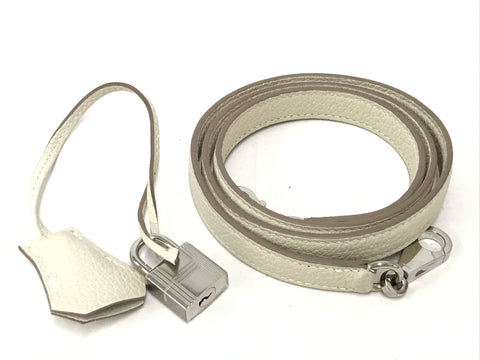 HERMES Kelly Kelly 28 Togo White SV Metal Fitting Z Engraved Handbag