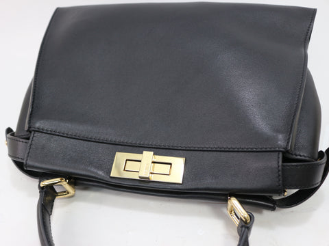 FENDI 2way peekaboo leather black hand shoulder shoulder bag