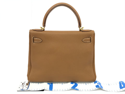 HERMES Kelly Kelly 28 Inner Stitch Gold Togo G Metal Fittings □E Engraved Handbag