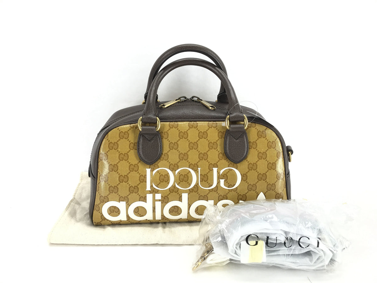 GUCCI GG Supreme GUCCI adidas GG Supreme Double Name Logo Leather 702397 Boston Bag Boston Bag