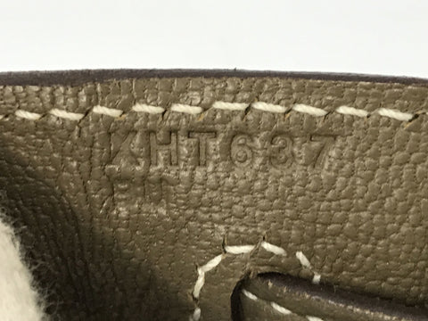HERMES Kelly Kelly 28 Togo Etoupe X engraving handbag