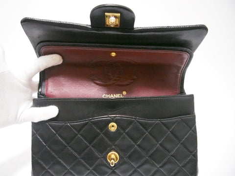 CHANEL lambskin W flap black [with seal card] No. 1 shoulder bag