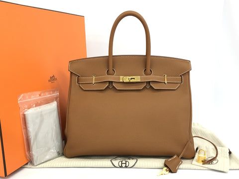 HERMES Birkin Birkin 35 Togo gold gold metal fittings GD metal fittings U carved seal handbag