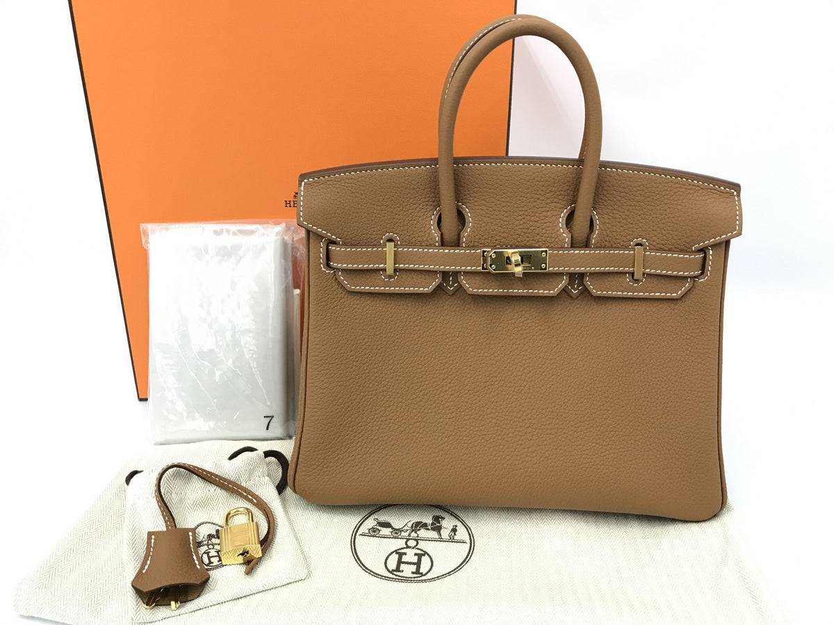 HERMES Birkin 25 Gold Gold Hardware Togo U Engraved Handbag