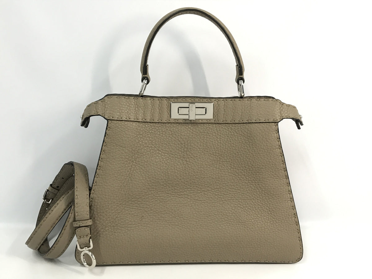 FENDI Peekaboo Selleria ISee Medium Beige Leather 8BN321 Handbag