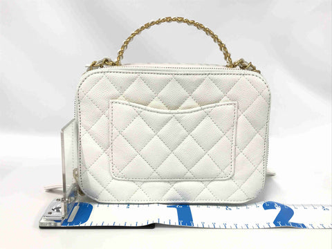 CHANEL Caviar Skin Caviar Skin AS3221 Vanity 2WAY White Shoulder Bag