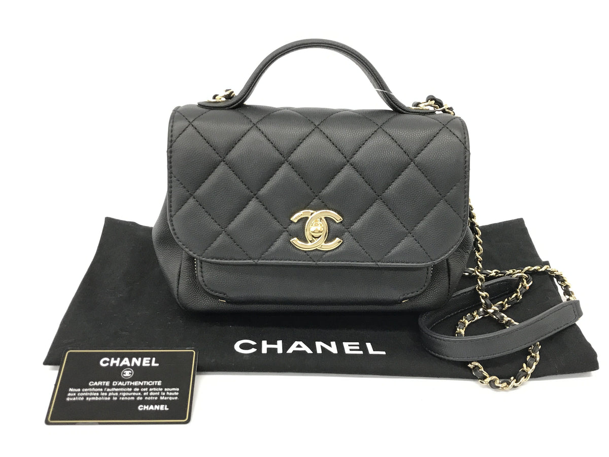 CHANEL CHANEL Top Handle 2WAY Shoulder Caviar Black GP Shoulder Bag