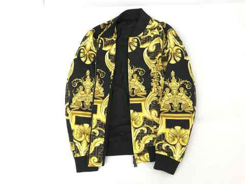 FENDI × Versace Collaboration FF Baroque Bomber Jacket Blouson 46 Men's Jacket