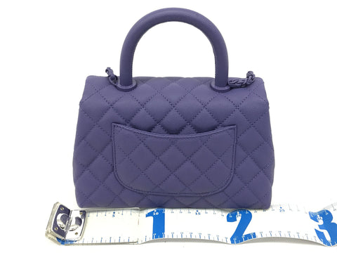 CHANEL Caviar Skin Top Handle Coco Handle XS Caviar Skin Purple Hardware Handbag