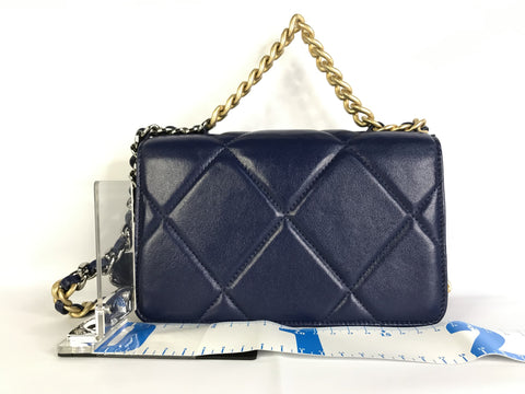 CHANEL lambskin mini 19 chain wallet 29th series shoulder bag