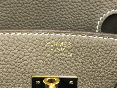 HERMES Birkin Birkin 30 Z Engraving Etoup Gold Hardware Handbag