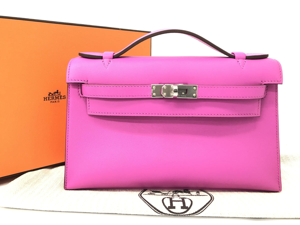 HERMES Unused Pochette Kelly Swift Magnolia SV Metal Fittings U Engraved Handbag