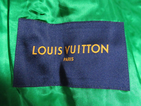 LOUIS VUITTON 21FW varsity leather jacket 1A9723 green white size 46 jacket