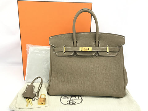 HERMES Birkin 25 Etoupe gold hardware Togo U engraving handbag