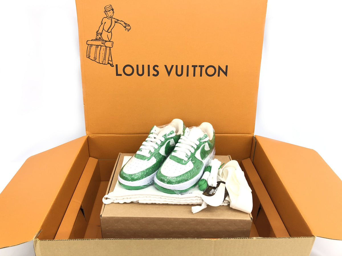 LOUIS VUITTON Nike AIR FORCE 1 LOW size 6.5 monogram leather low-cut sneakers green sneakers